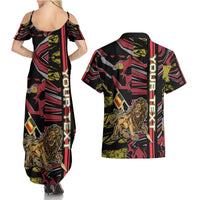 Personalized Belgium Couples Matching Summer Maxi Dress and Hawaiian Shirt Lion Holding Flag - Wonder Print Shop