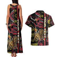 Personalized Belgium Couples Matching Tank Maxi Dress and Hawaiian Shirt Lion Holding Flag - Wonder Print Shop