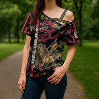 Personalized Belgium Cross Shoulder Shirt Lion Holding Flag - Wonder Print Shop