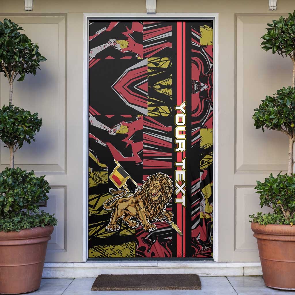 Belgium Door Cover Lion Holding Flag - Wonder Print Shop