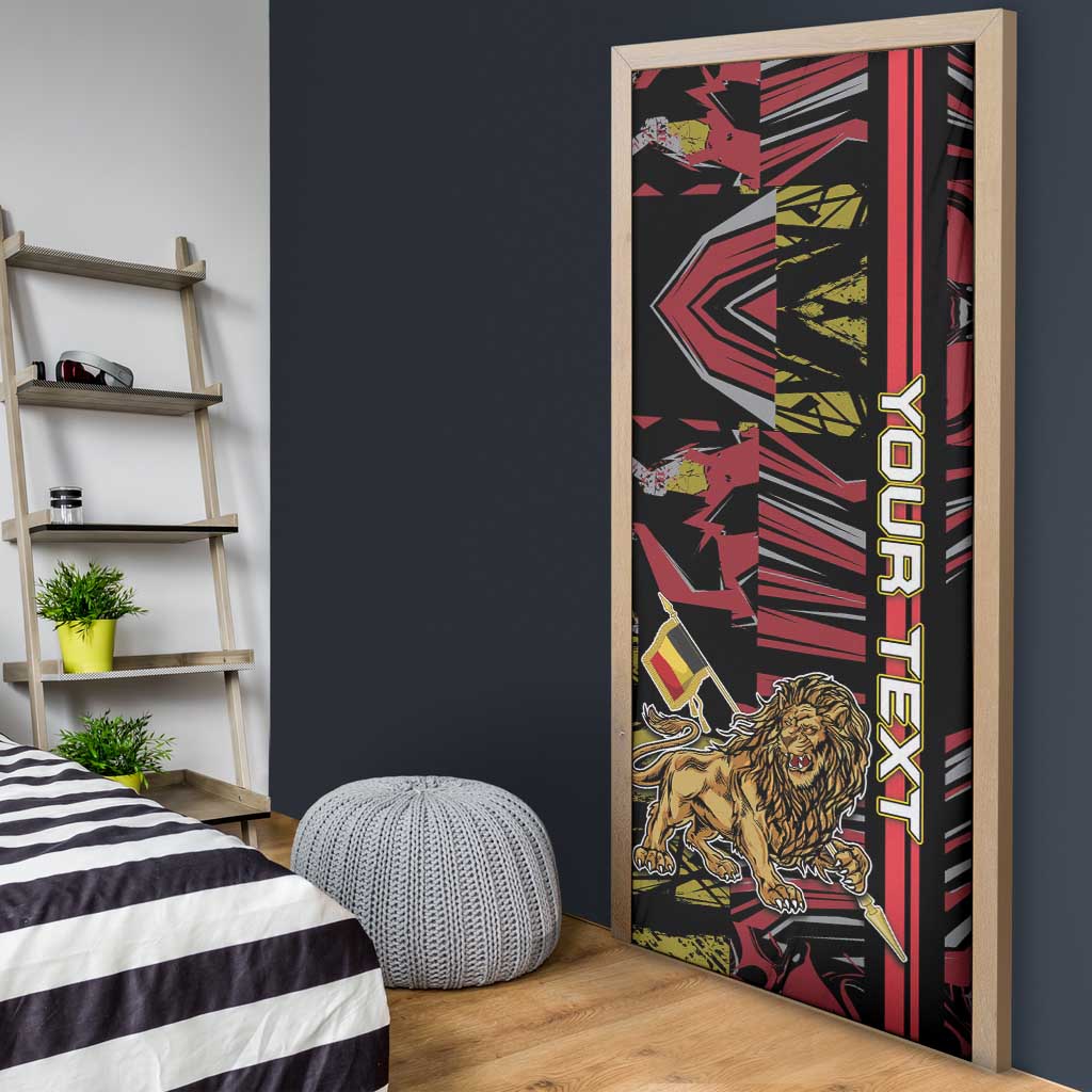 Belgium Door Cover Lion Holding Flag - Wonder Print Shop