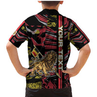 Personalized Belgium Family Matching Mermaid Dress and Hawaiian Shirt Lion Holding Flag - Wonder Print Shop