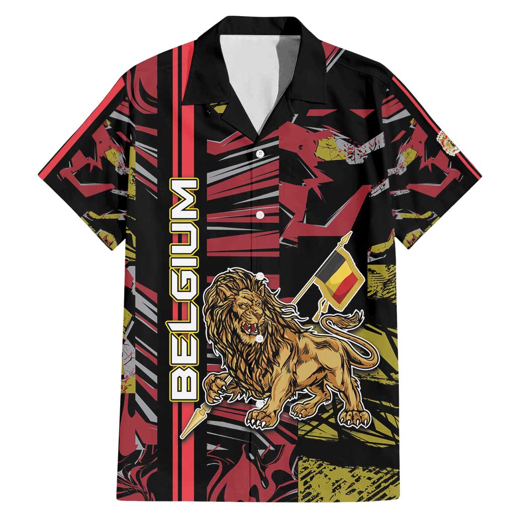 Personalized Belgium Family Matching Mermaid Dress and Hawaiian Shirt Lion Holding Flag - Wonder Print Shop