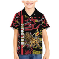 Personalized Belgium Family Matching Mermaid Dress and Hawaiian Shirt Lion Holding Flag - Wonder Print Shop