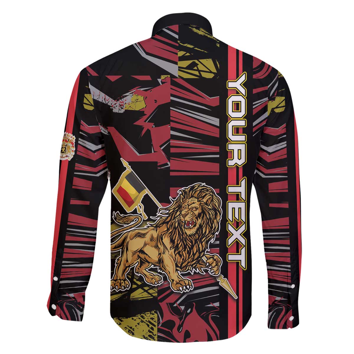 Personalized Belgium Family Matching Off The Shoulder Long Sleeve Dress and Hawaiian Shirt Lion Holding Flag - Wonder Print Shop