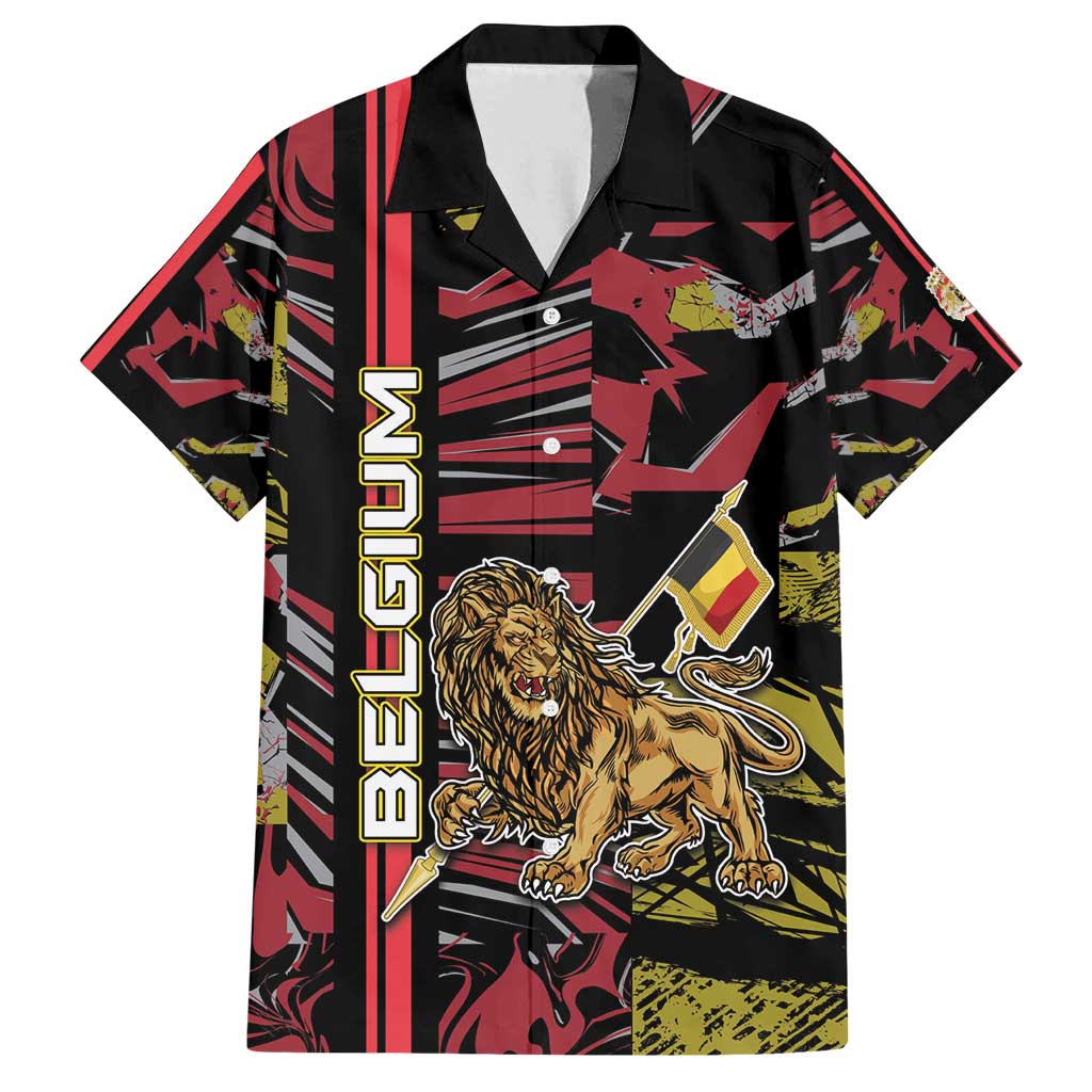 Personalized Belgium Family Matching Puletasi and Hawaiian Shirt Lion Holding Flag - Wonder Print Shop