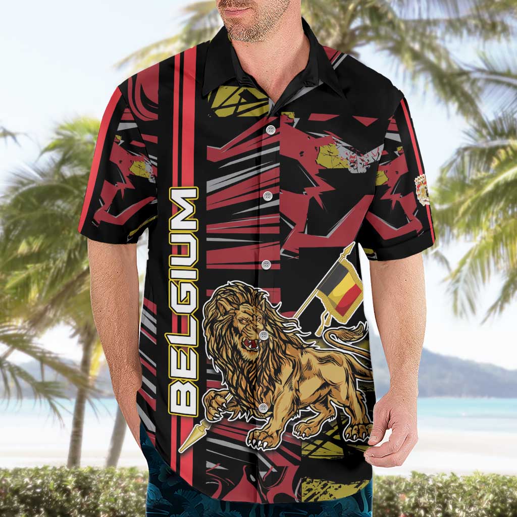 Personalized Belgium Hawaiian Shirt Lion Holding Flag - Wonder Print Shop