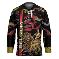 Personalized Belgium Hockey Jersey Lion Holding Flag - Wonder Print Shop