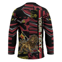 Personalized Belgium Hockey Jersey Lion Holding Flag - Wonder Print Shop