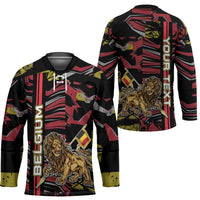 Personalized Belgium Hockey Jersey Lion Holding Flag - Wonder Print Shop
