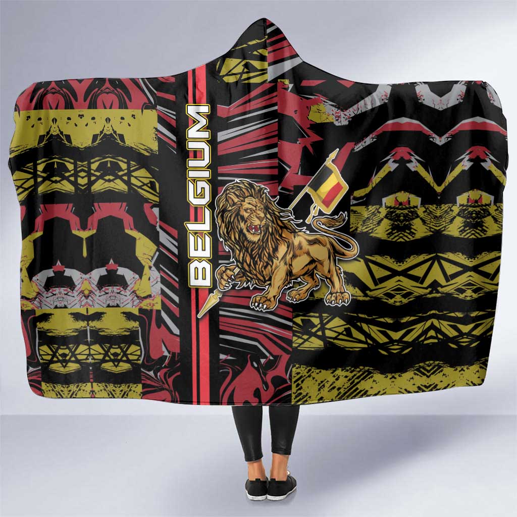 Belgium Hooded Blanket Lion Holding Flag - Wonder Print Shop