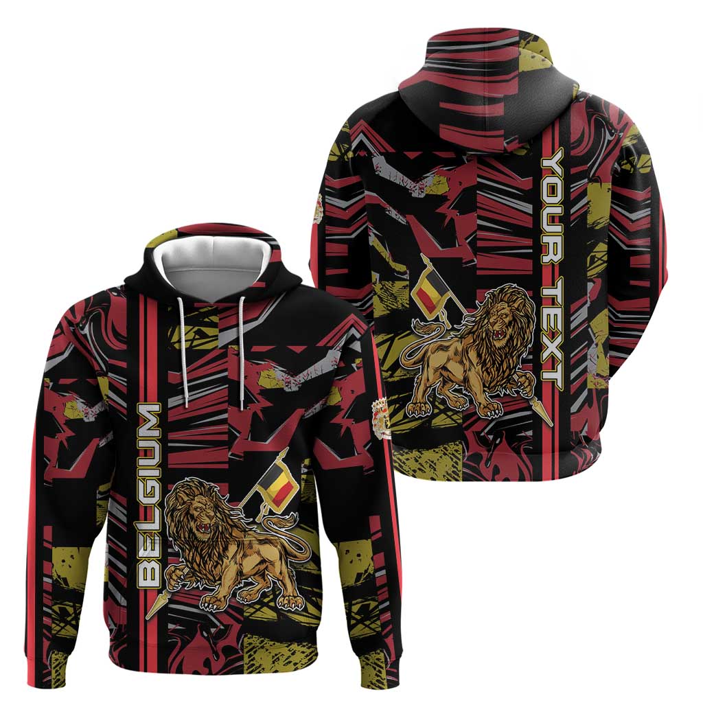Personalized Belgium Hoodie Lion Holding Flag - Wonder Print Shop