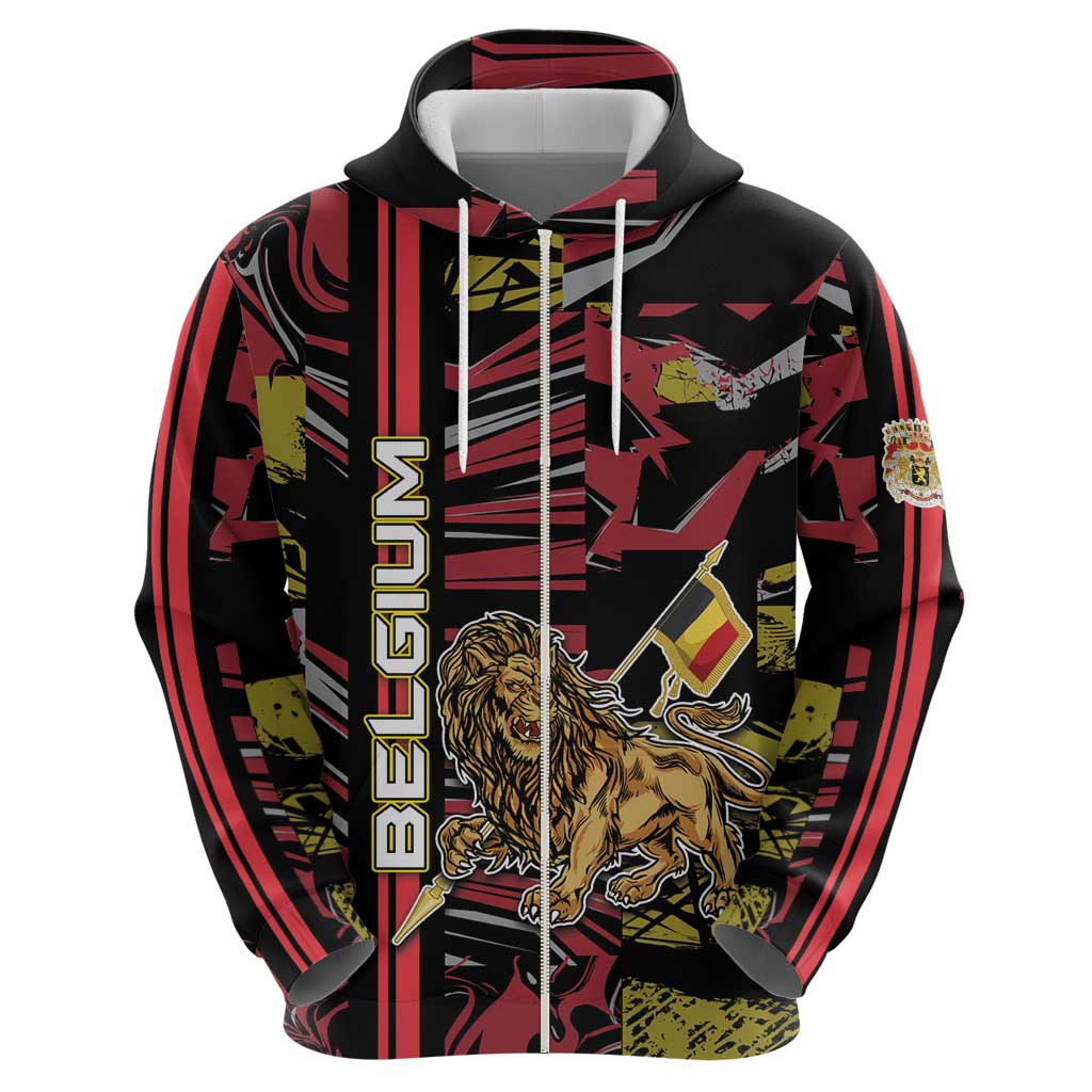 Personalized Belgium Hoodie Lion Holding Flag - Wonder Print Shop