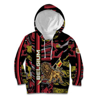 Personalized Belgium Kid Hoodie Lion Holding Flag - Wonder Print Shop
