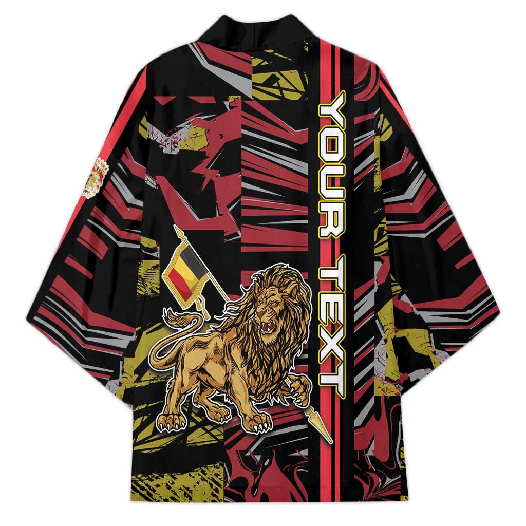 Personalized Belgium Kimono Lion Holding Flag - Wonder Print Shop