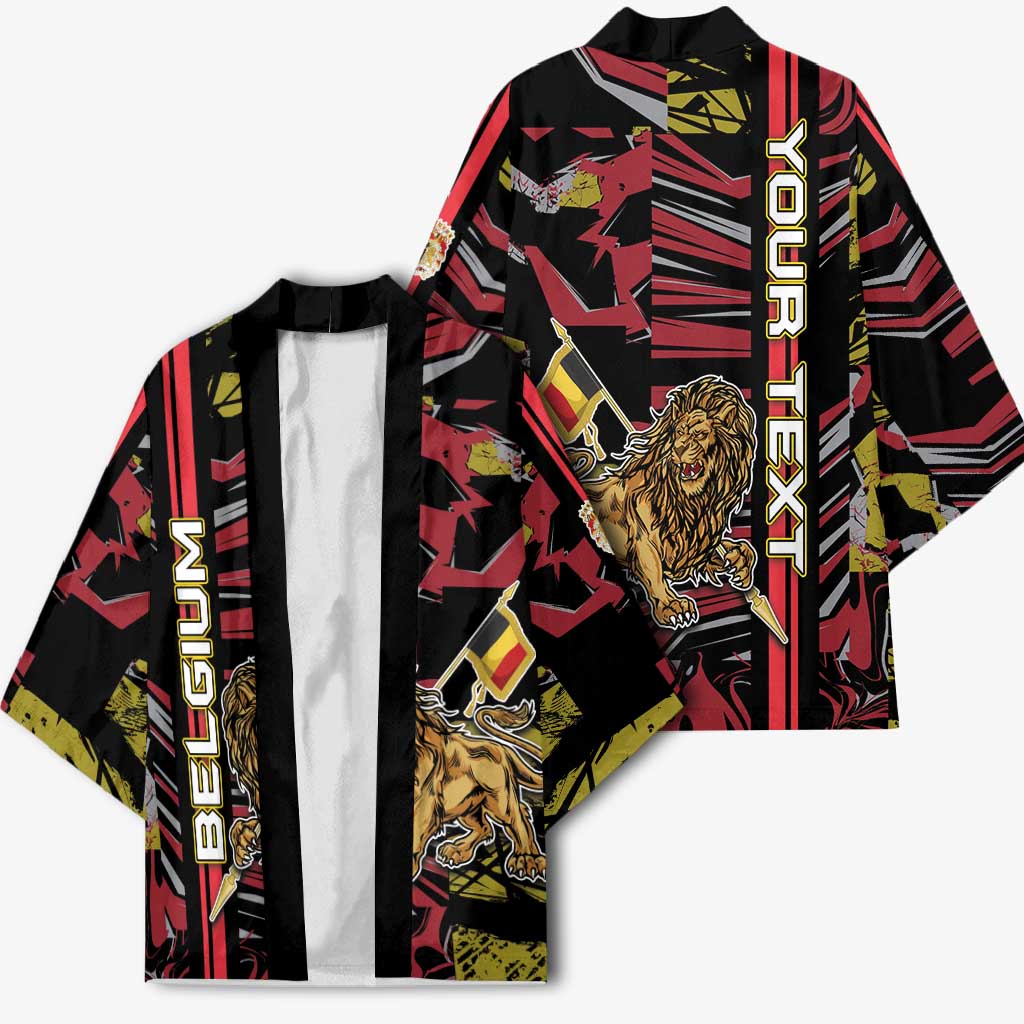 Personalized Belgium Kimono Lion Holding Flag - Wonder Print Shop