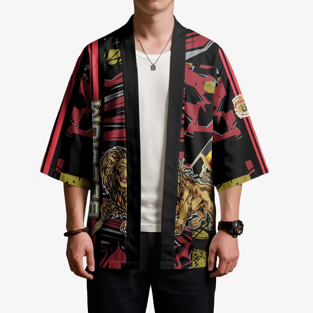 Personalized Belgium Kimono Lion Holding Flag - Wonder Print Shop
