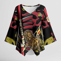 Personalized Belgium Kimono Sleeve Blouse Lion Holding Flag - Wonder Print Shop