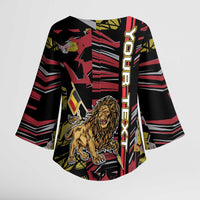 Personalized Belgium Kimono Sleeve Blouse Lion Holding Flag - Wonder Print Shop