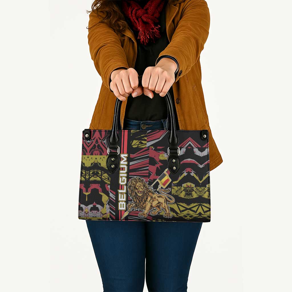 Belgium Leather Bag Lion Holding Flag - Wonder Print Shop