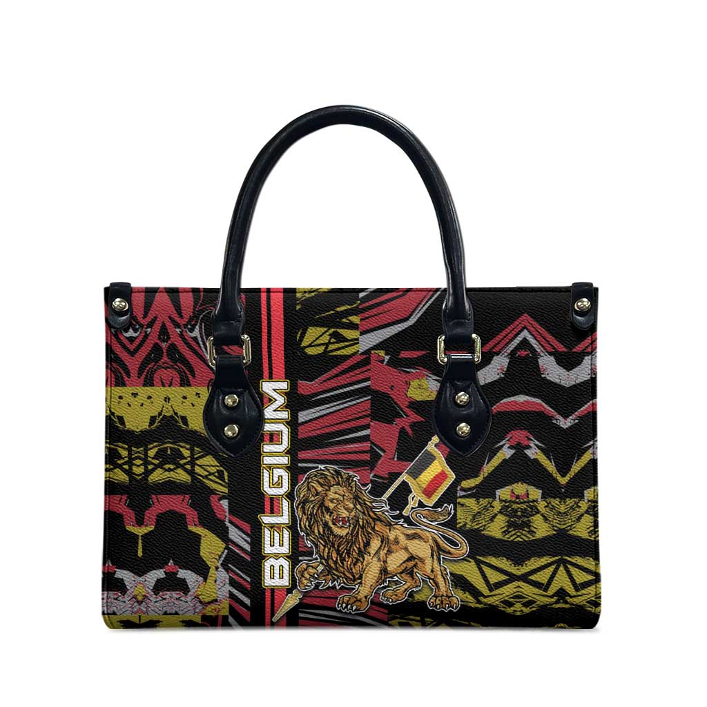 Belgium Leather Bag Lion Holding Flag - Wonder Print Shop