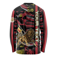 Personalized Belgium Long Sleeve Shirt Lion Holding Flag - Wonder Print Shop