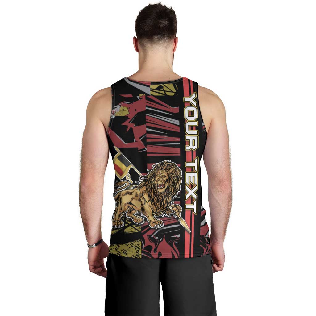 Personalized Belgium Men Tank Top Lion Holding Flag - Wonder Print Shop