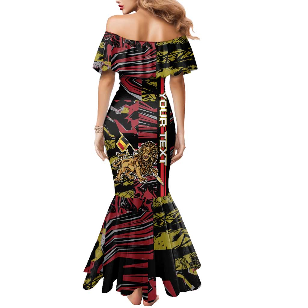 Personalized Belgium Mermaid Dress Lion Holding Flag - Wonder Print Shop