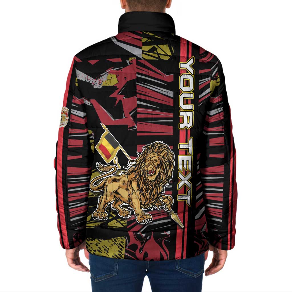 Personalized Belgium Padded Jacket Lion Holding Flag - Wonder Print Shop