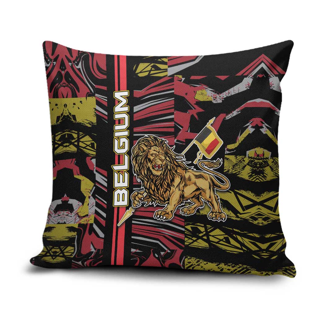 Belgium Pillow Cover Lion Holding Flag - Wonder Print Shop