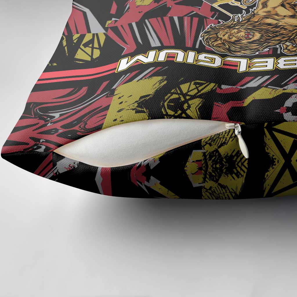 Belgium Pillow Cover Lion Holding Flag - Wonder Print Shop