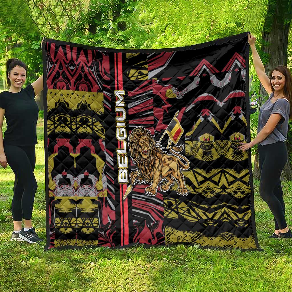 Belgium Quilt Lion Holding Flag - Wonder Print Shop