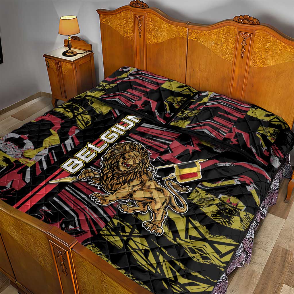 Belgium Quilt Bed Set Lion Holding Flag - Wonder Print Shop