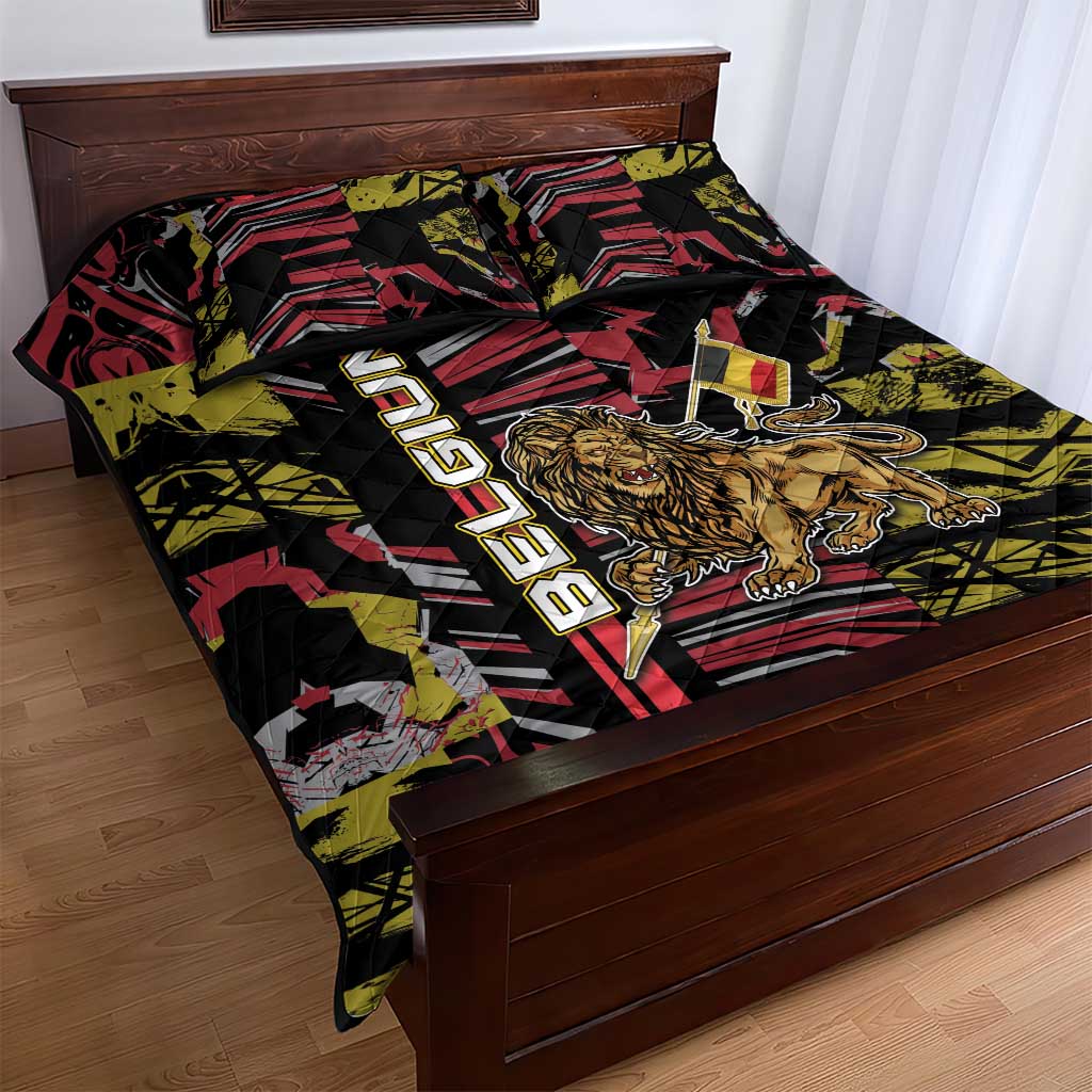 Belgium Quilt Bed Set Lion Holding Flag - Wonder Print Shop
