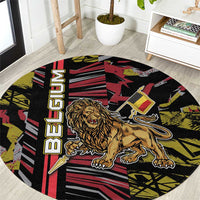 Belgium Round Carpet Lion Holding Flag - Wonder Print Shop