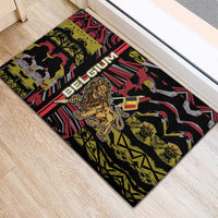 Belgium Rubber Doormat Lion Holding Flag - Wonder Print Shop