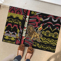 Belgium Rubber Doormat Lion Holding Flag - Wonder Print Shop