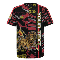Personalized Belgium Rugby Jersey Lion Holding Flag - Wonder Print Shop