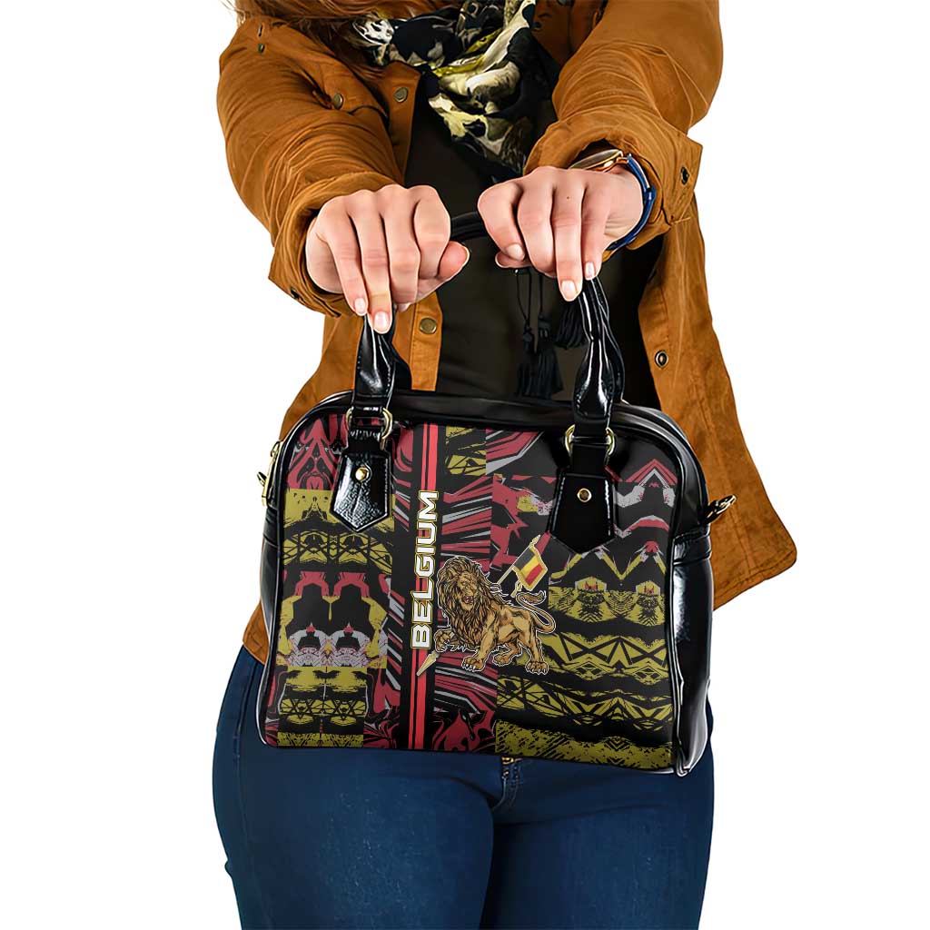 Belgium Shoulder Handbag Lion Holding Flag - Wonder Print Shop
