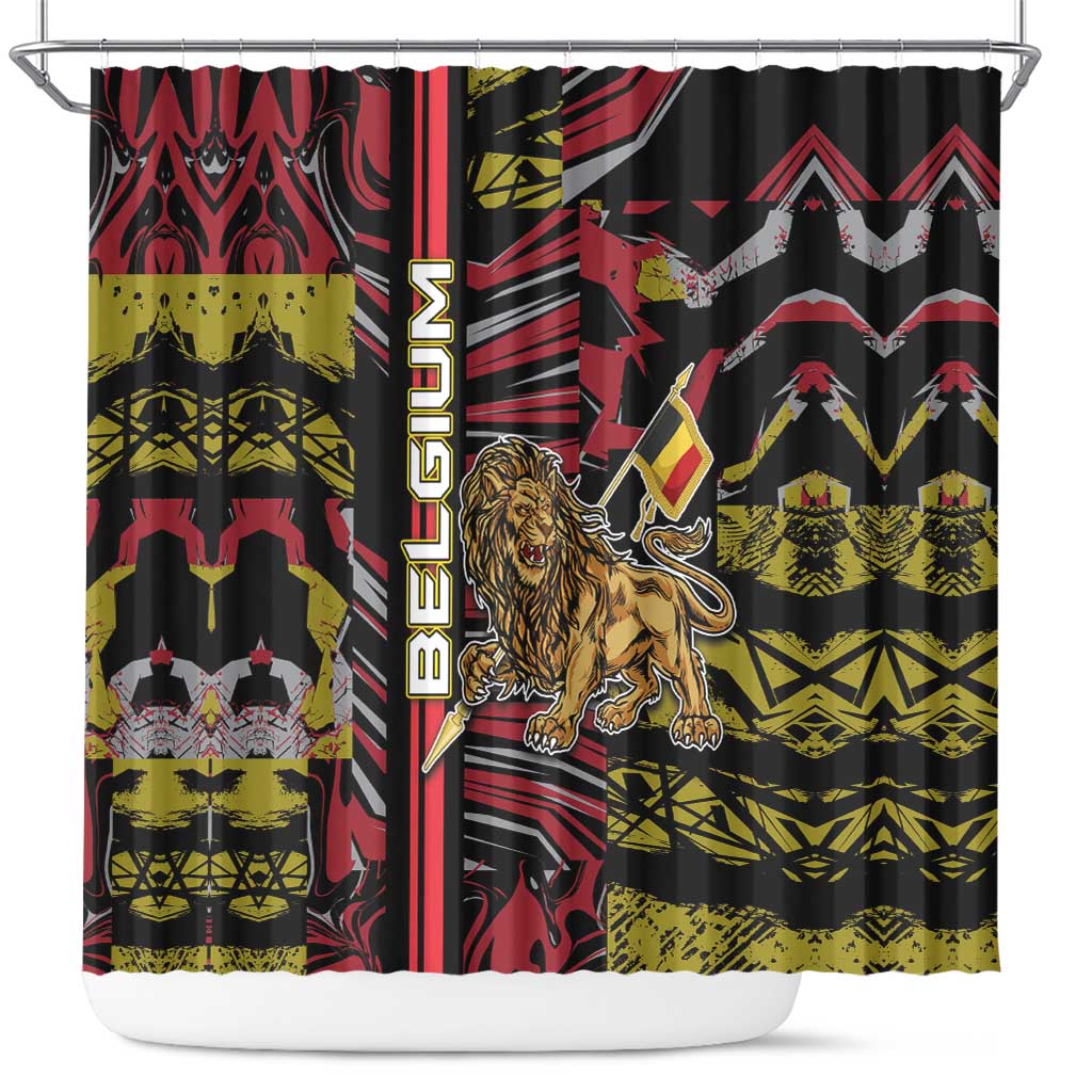 Belgium Shower Curtain Lion Holding Flag - Wonder Print Shop