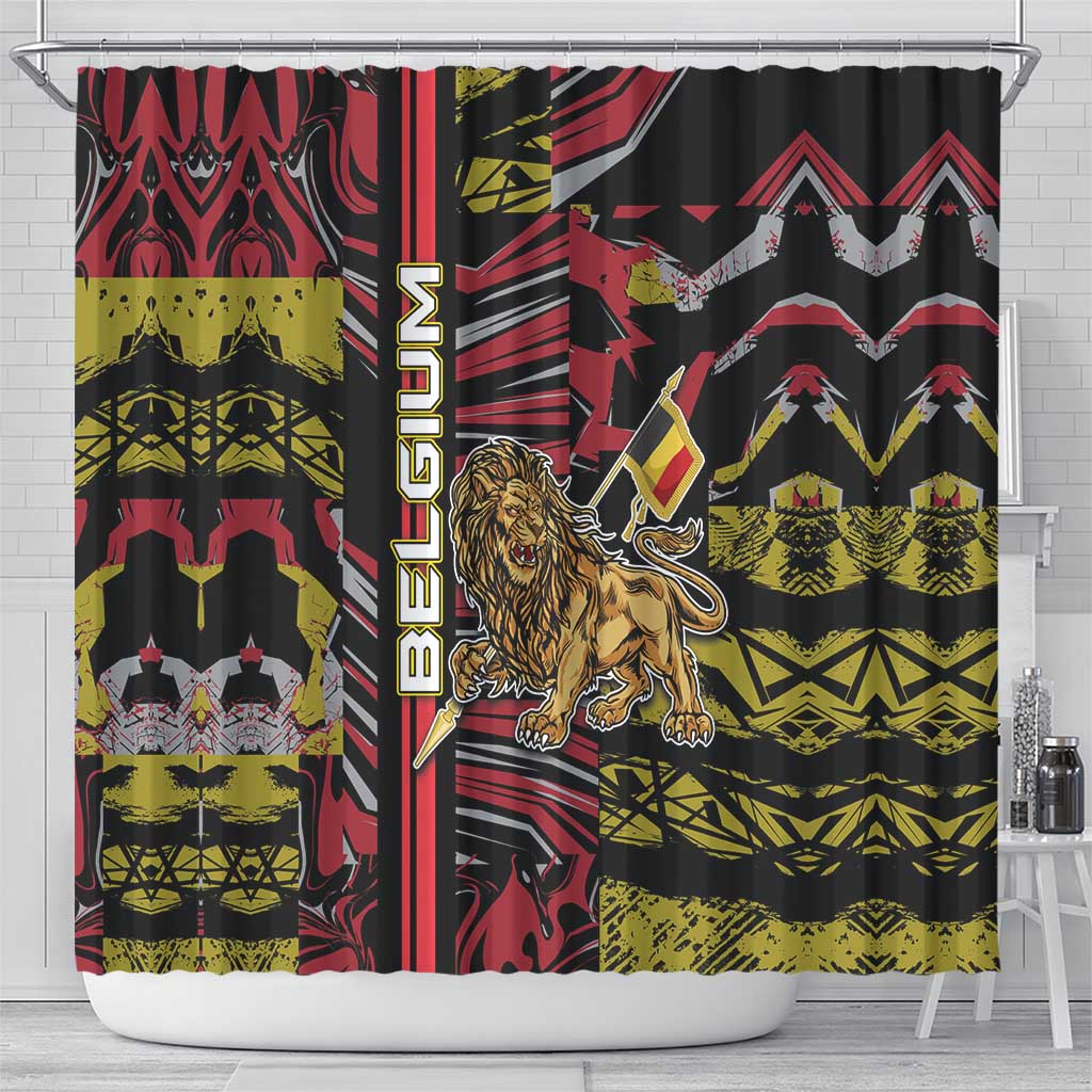 Belgium Shower Curtain Lion Holding Flag - Wonder Print Shop