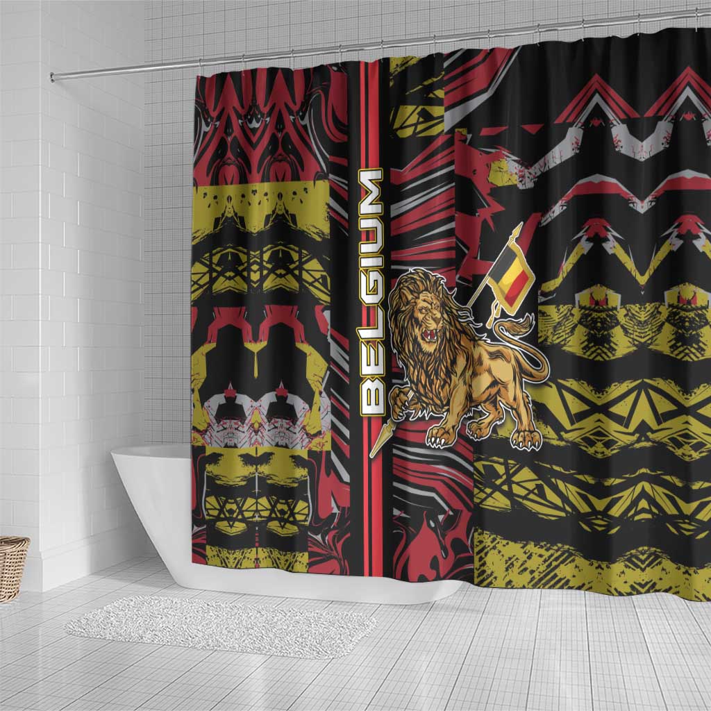 Belgium Shower Curtain Lion Holding Flag - Wonder Print Shop