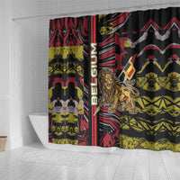Belgium Shower Curtain Lion Holding Flag - Wonder Print Shop