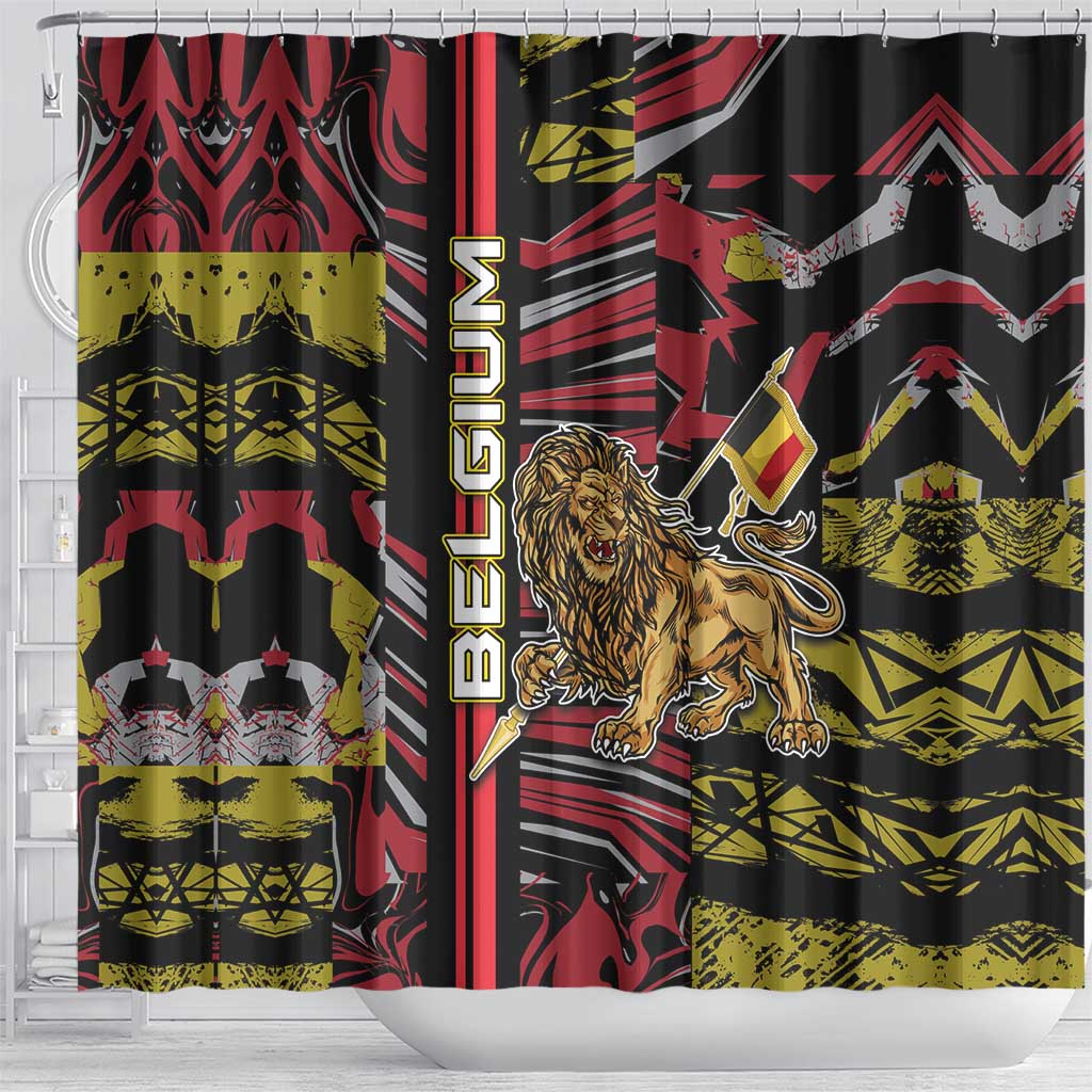 Belgium Shower Curtain Lion Holding Flag - Wonder Print Shop