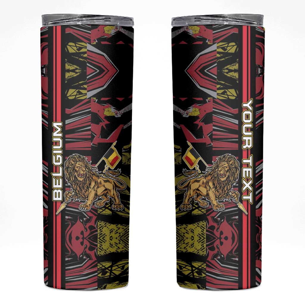 Personalized Belgium Skinny Tumbler Lion Holding Flag - Wonder Print Shop