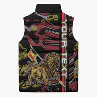 Personalized Belgium Sleeveless Puffer Jacket Lion Holding Flag - Wonder Print Shop
