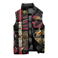 Personalized Belgium Sleeveless Puffer Jacket Lion Holding Flag - Wonder Print Shop