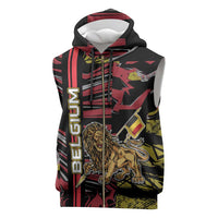 Personalized Belgium Sleeveless Zip Hoodie Lion Holding Flag - Wonder Print Shop