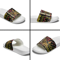 Belgium Slide Sandals Lion Holding Flag - Wonder Print Shop