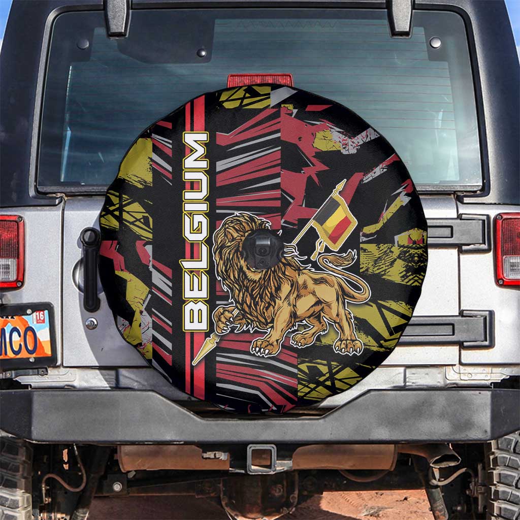 Belgium Spare Tire Cover Lion Holding Flag - Wonder Print Shop
